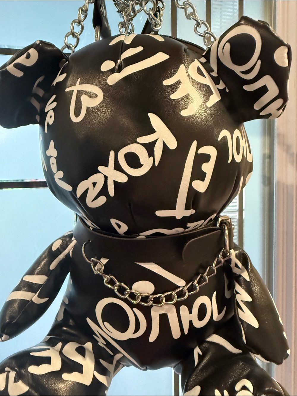 Black Graffiti Teddy Crossbody Bag - Picture 3 of 6
